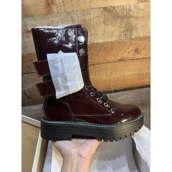 SO Women's Burgundy Lace Up Boots - Picture 3 of 10